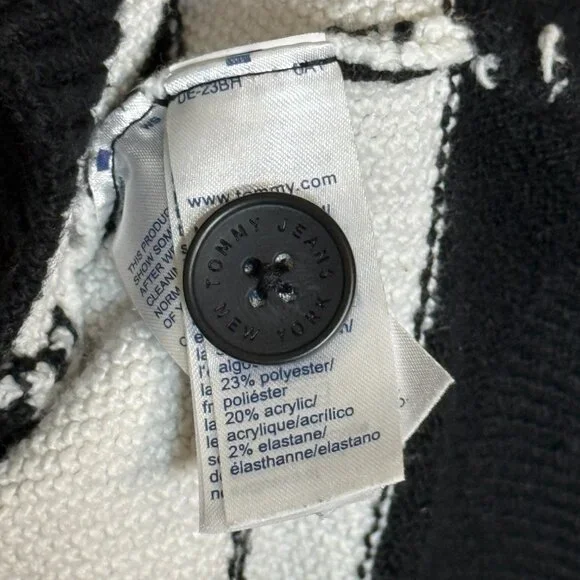 Tommy Hilfiger Cardigan Stripe Graphic Tommy Jeans Man Black White M - Picture 9 of 9